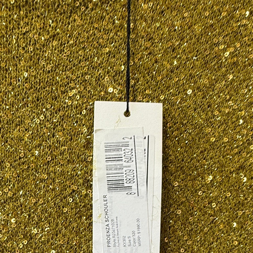 Proenza Schouler Sparkling Mustard Green dress with slits - Picture 2 of 4